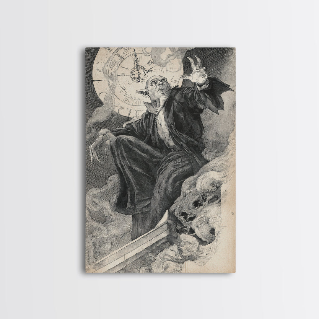 The Thirteenth Bell, Decadent Gothic Art, Vertical Wall Art, Dark Fantasy Wall Art, Framed Canvas Print, Halloween Wall Art