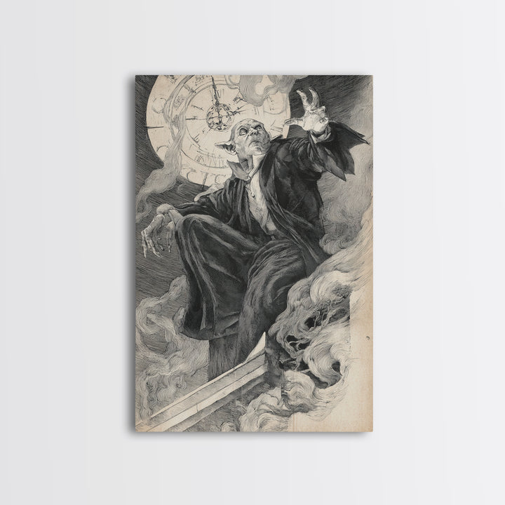 The Thirteenth Bell, Decadent Gothic Art, Vertical Wall Art, Dark Fantasy Wall Art, Framed Canvas Print, Halloween Wall Art