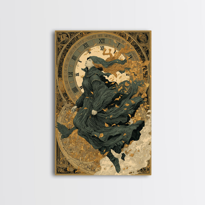 The Thirteenth Bell, Symbolist Death Art, Vertical Wall Art, Dark Fantasy Wall Art, Framed Canvas Print, Halloween Wall Art