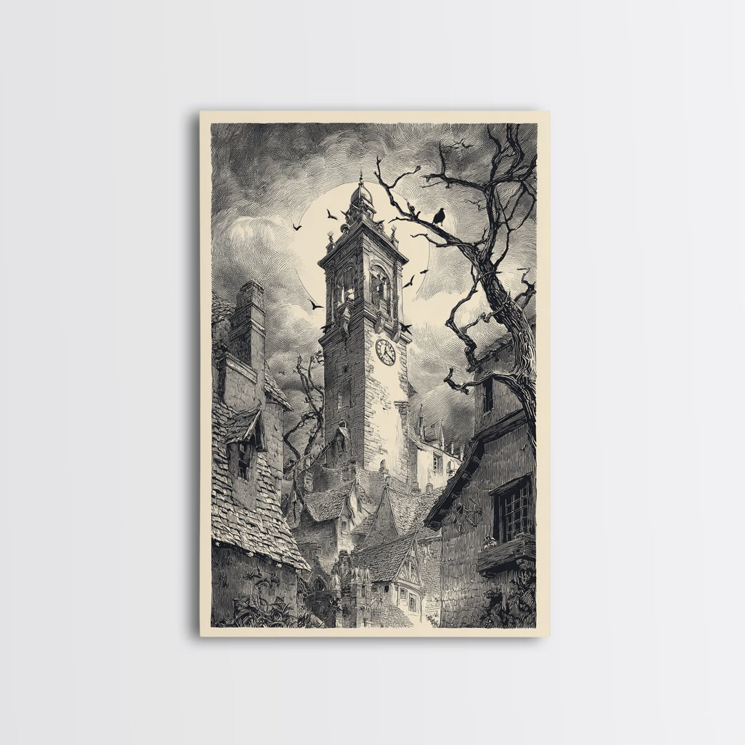 The Thirteenth Bell, Victorian Macabre Art, Vertical Wall Art, Gothic Horror Wall Art, Canvas Print, Halloween Wall Art