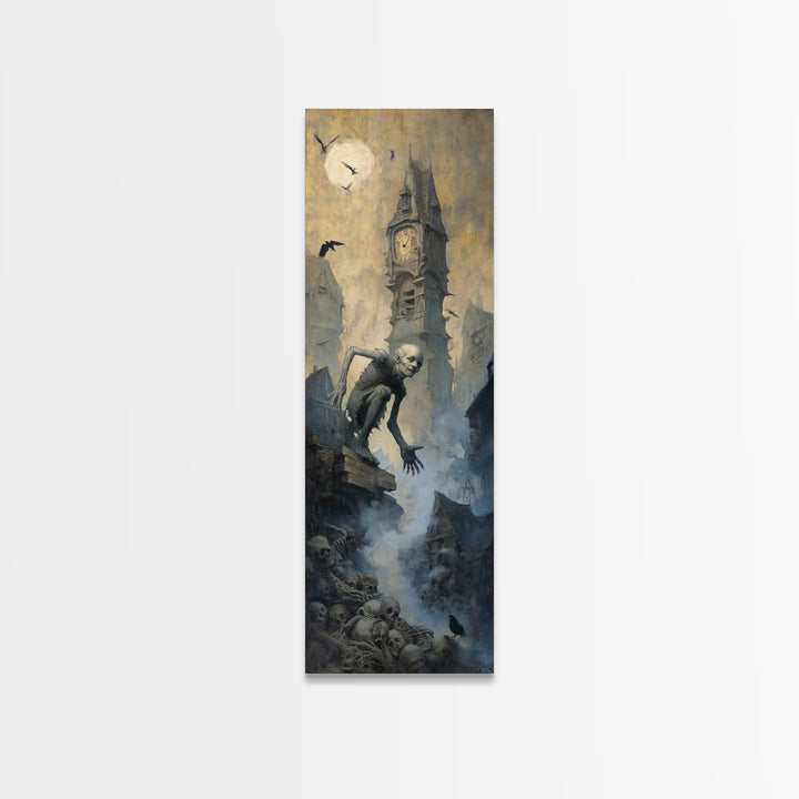 The Thirteenth Bell, Surreal Apocalyptic Art, Tall Narrow Wall Art, Gothic Horror Wall Art, Framed Canvas Print, Halloween Wall Art