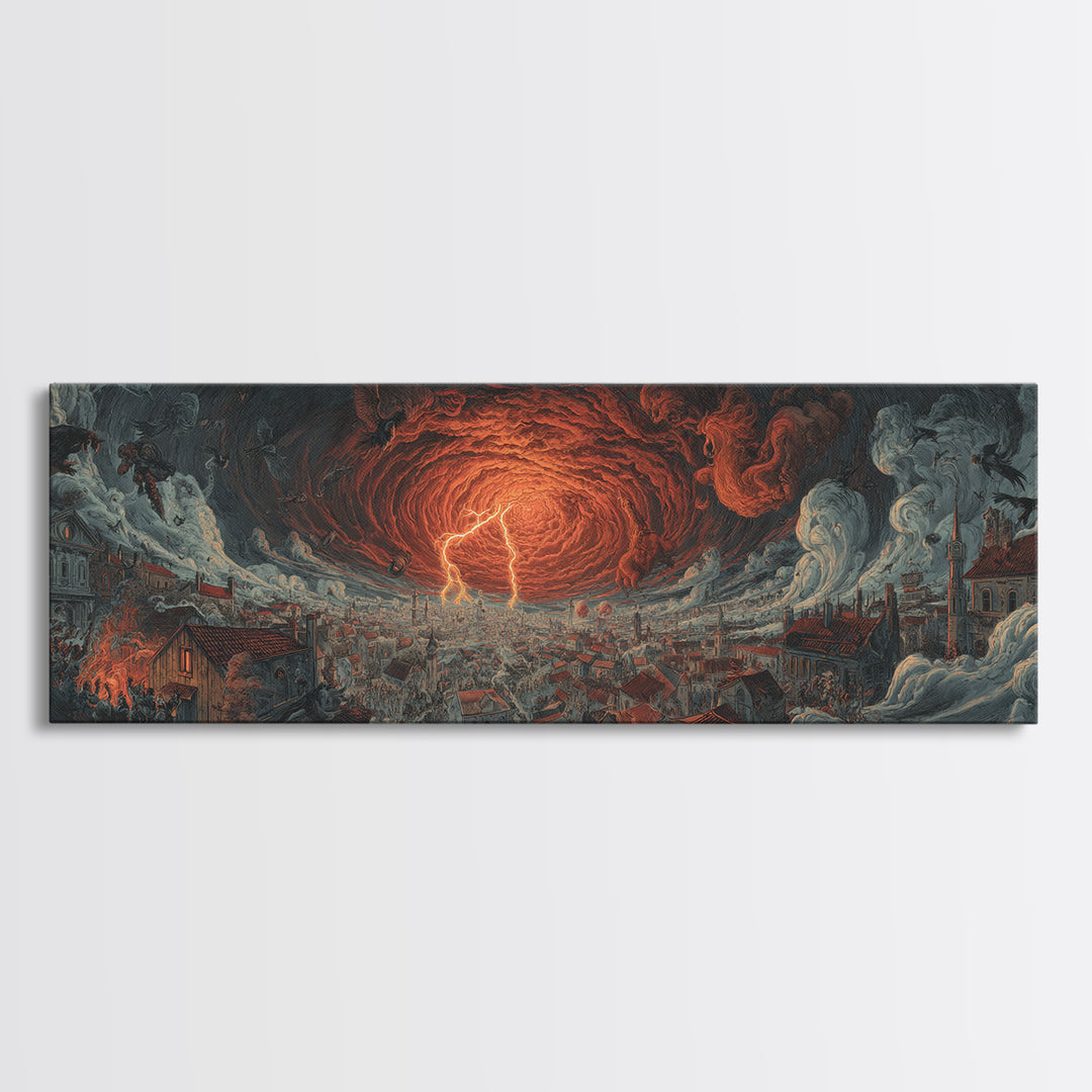 The Halloween Storm, Visionary Gothic Art, Extra Wide Wall Art, Dark Halloween Decor, Canvas Print, Halloween Wall Art