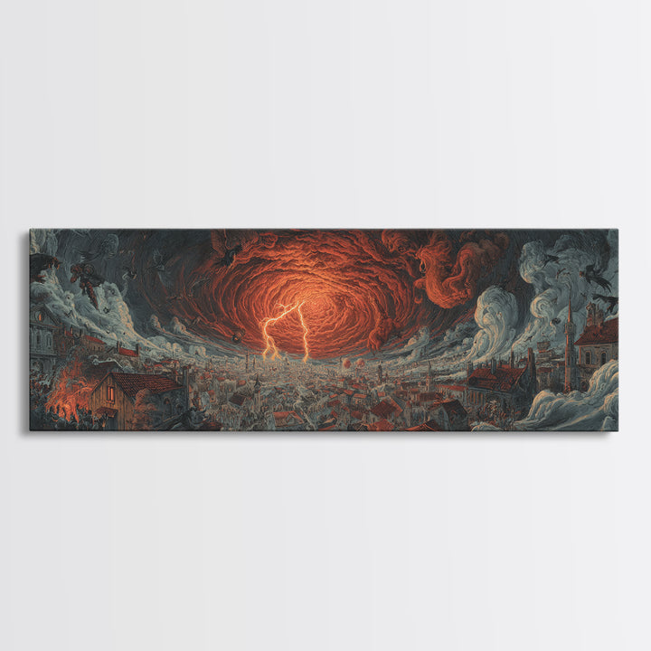 The Halloween Storm, Visionary Gothic Art, Extra Wide Wall Art, Dark Halloween Decor, Canvas Print, Halloween Wall Art