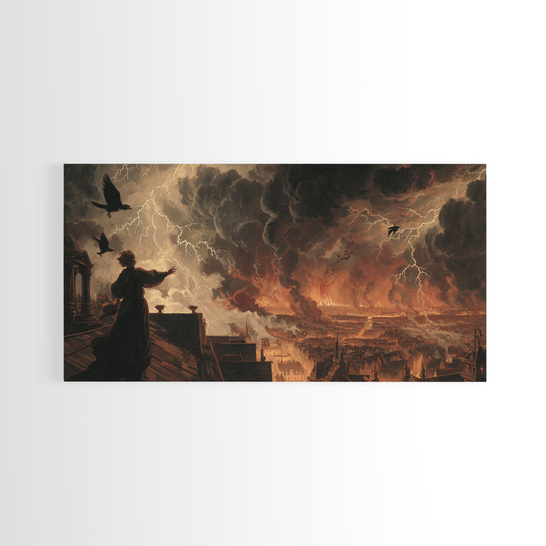 The Halloween Storm, Apocalyptic Romantic Art, Wide Panoramic Art, Dark Halloween Decor, Canvas Print, Halloween Wall Art, Dark Fantasy Art