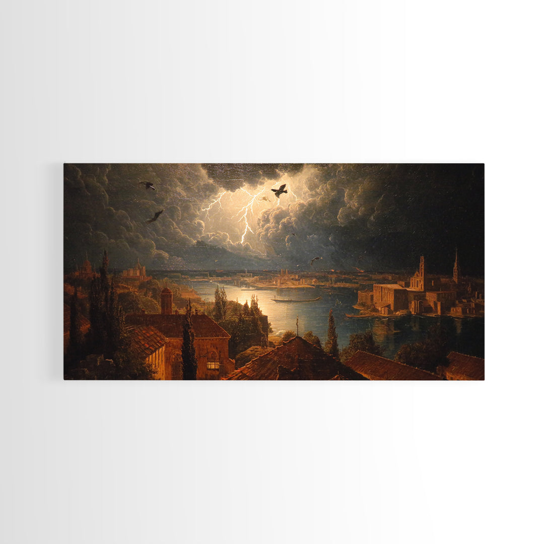 The Halloween Storm, Symbolist Gothic Landscape, Wide Panoramic Art, Macabre Wall Art, Canvas Print, Halloween Wall Art, Halloween Decor