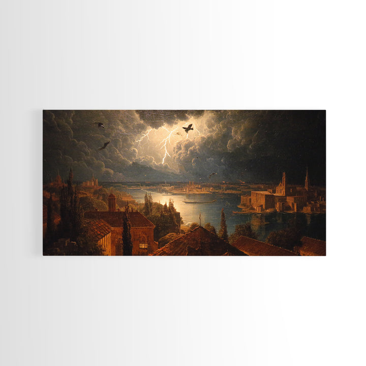 The Halloween Storm, Symbolist Gothic Landscape, Wide Panoramic Art, Macabre Wall Art, Canvas Print, Halloween Wall Art, Halloween Decor