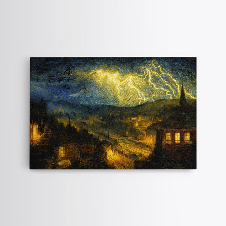 The Halloween Storm, Expressionist Gothic Art, Landscape Wall Art, Gothic Horror Wall Art, Canvas Print, Halloween Wall Art