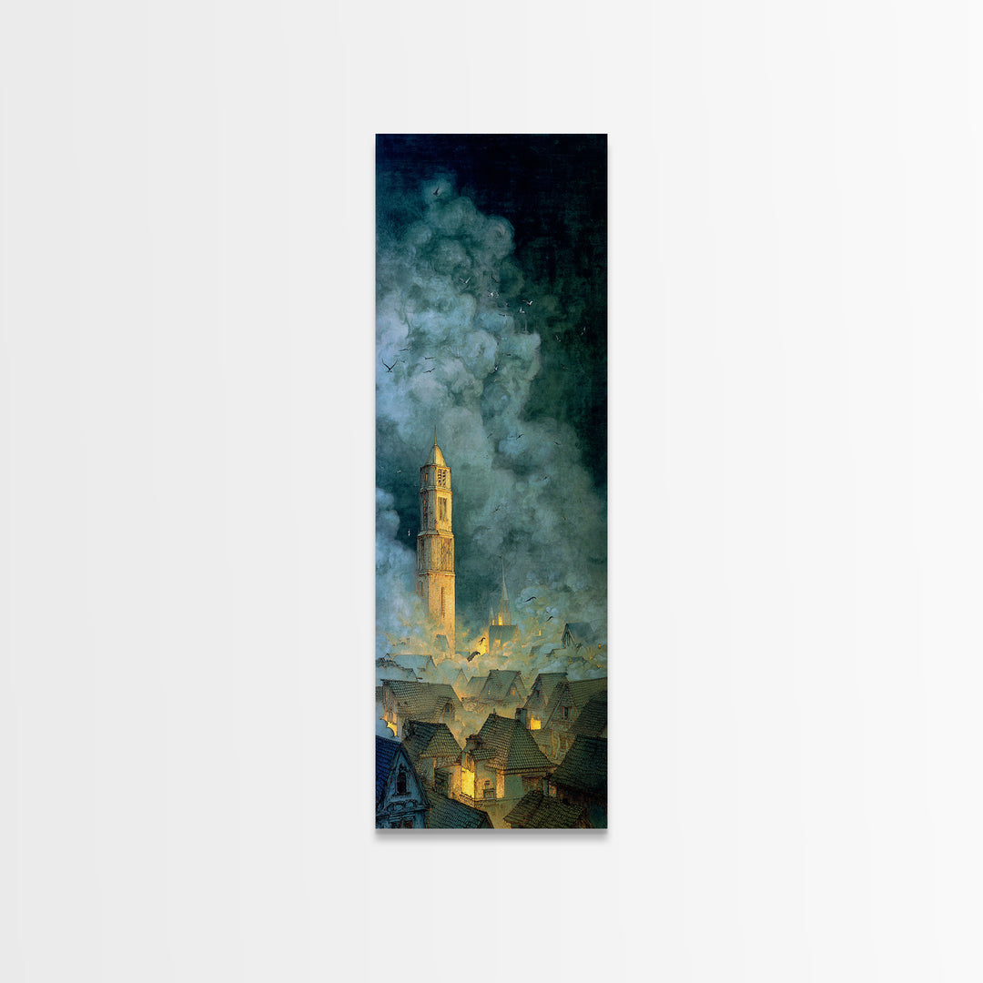 The Halloween Storm, Surreal Apocalyptic Art, Tall Narrow Wall Art, Dark Halloween Decor, Canvas Print, Halloween Wall Art