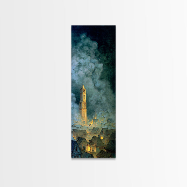 The Halloween Storm, Surreal Apocalyptic Art, Tall Narrow Wall Art, Dark Halloween Decor, Canvas Print, Halloween Wall Art