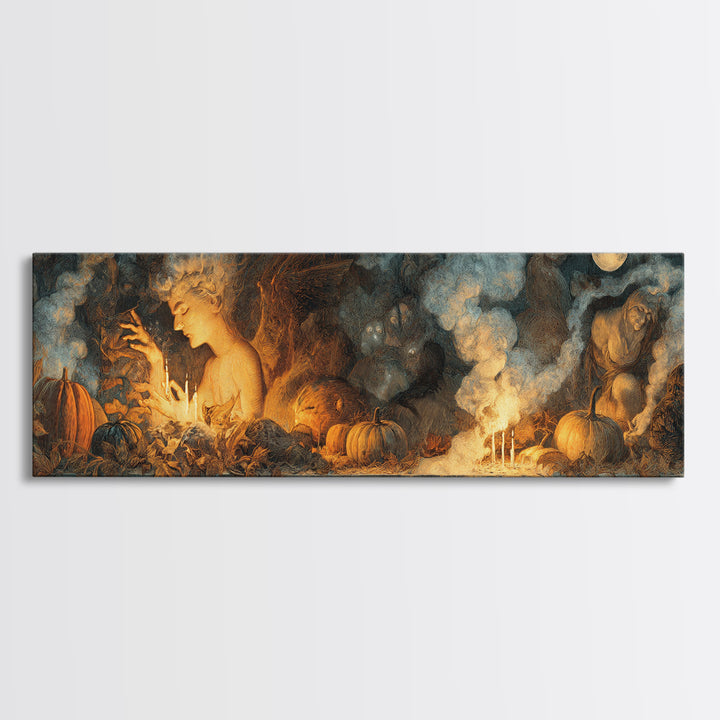 The First Frost Awakening, Visionary Gothic Art, Extra Wide Wall Art, Macabre Wall Art, Canvas Print, Halloween Wall Art