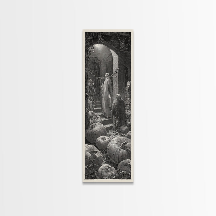 The First Frost Awakening, Architectural Etching Art, Tall Narrow Wall Art, Dark Fantasy Wall Art, Canvas Print