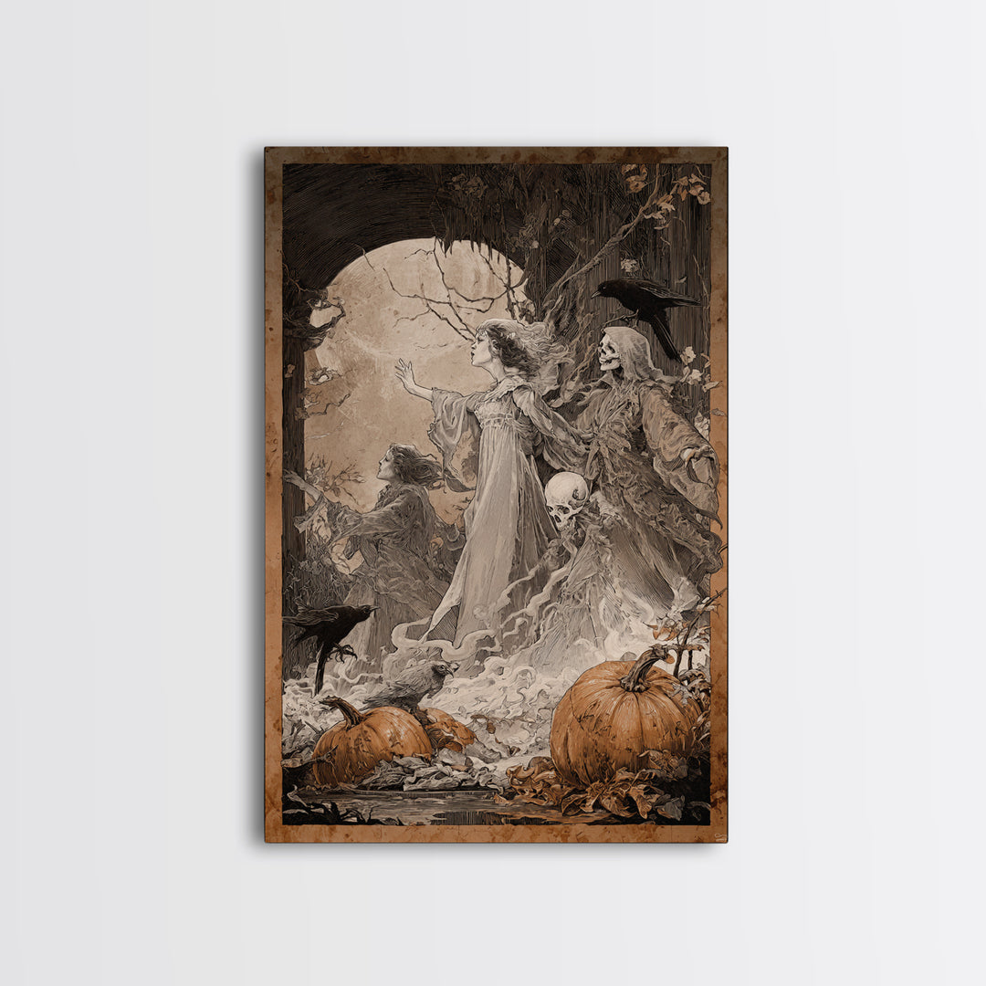 The First Frost Awakening, Decadent Gothic Art, Vertical Wall Art, Gothic Horror Wall Art, Framed Canvas Print, Halloween Wall Art
