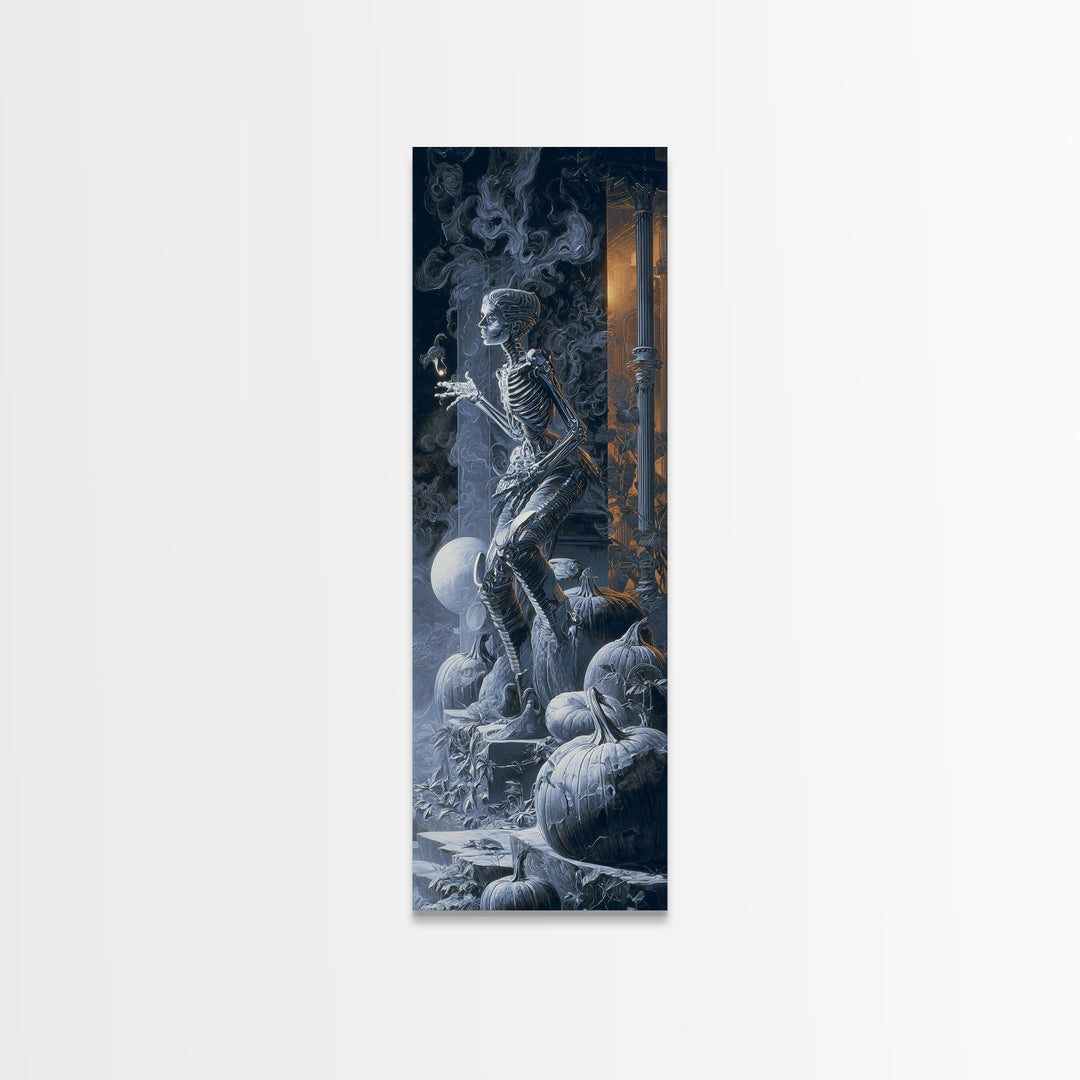 The First Frost Awakening, Biomechanical Horror Art, Tall Narrow Wall Art, Dark Fantasy Wall Art, Canvas Print, Halloween Wall Art