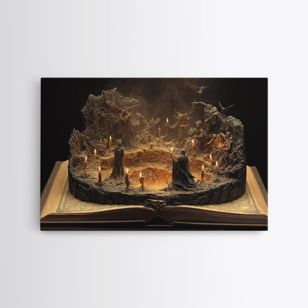 The Living Spellbook, Baroque Witchcraft Art, Landscape Wall Art, Gothic Horror Wall Art, Framed Canvas Print, Halloween Wall Art