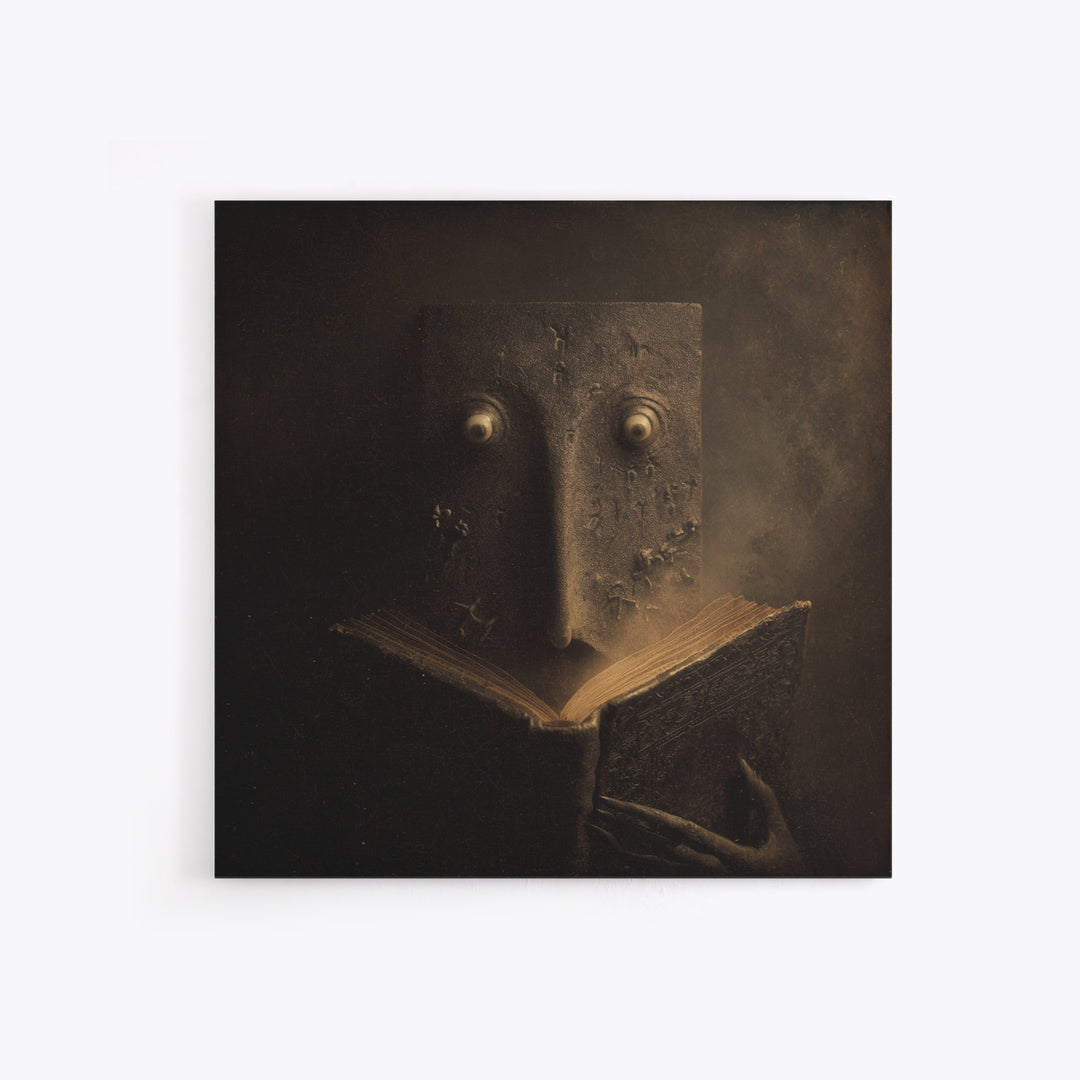 The Living Spellbook, Symbolist Dream Art, Square Wall Art, Macabre Wall Art, Canvas Print, Halloween Wall Art, Statement Wall Art