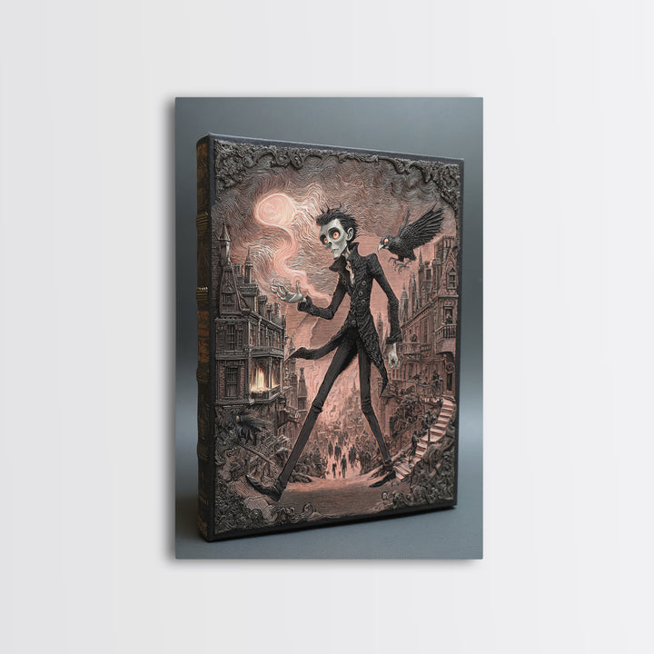 The Living Spellbook, Victorian Macabre Art, Vertical Wall Art, Gothic Horror Wall Art, Canvas Print, Halloween Wall Art