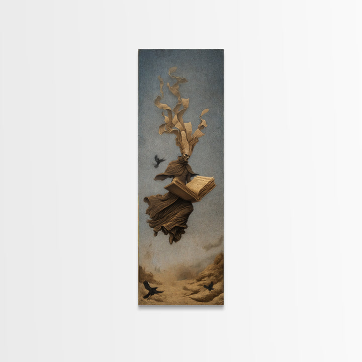 The Living Spellbook, Surreal Apocalyptic Art, Tall Narrow Wall Art, Gothic Horror Wall Art, Canvas Print, Halloween Wall Art