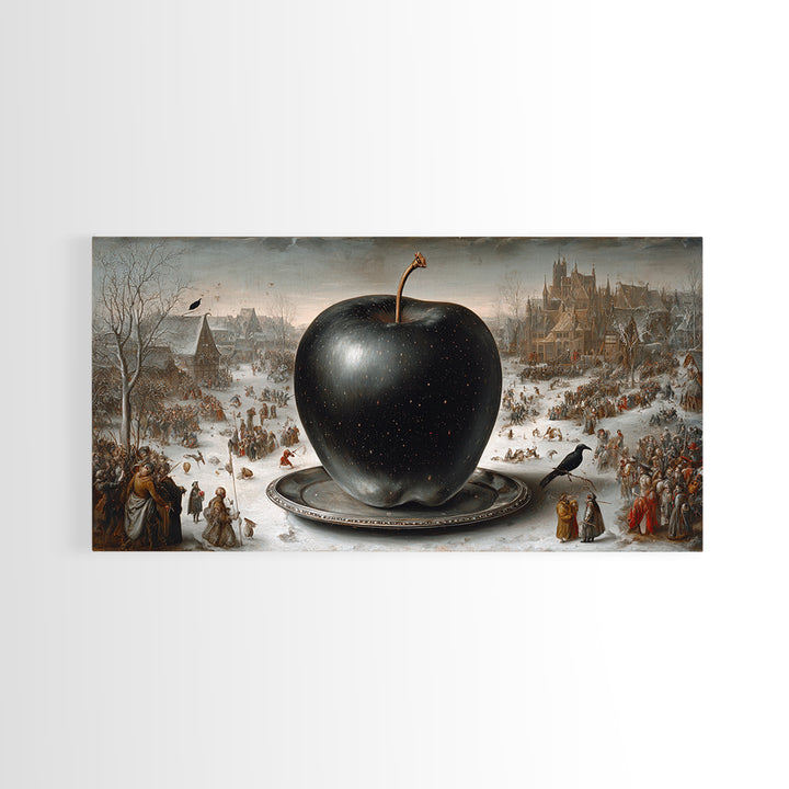 The Poisoned Apple, Northern Renaissance Horror, Wide Panoramic Art, Dark Fantasy Wall Art, Framed Canvas Print, Halloween Decor