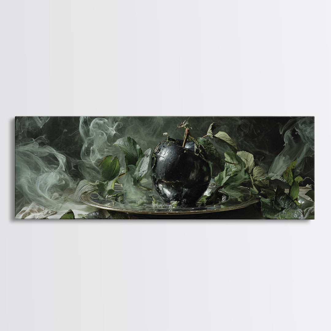 The Poisoned Apple, Dark Renaissance Art, Extra Wide Wall Art, Dark Halloween Decor, Framed Canvas Print, Halloween Wall Art