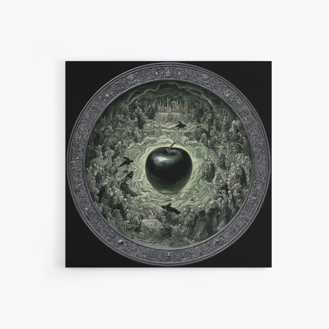 The Poisoned Apple, Danse Macabre Art, Square Wall Art, Macabre Wall Art, Canvas Print, Halloween Wall Art