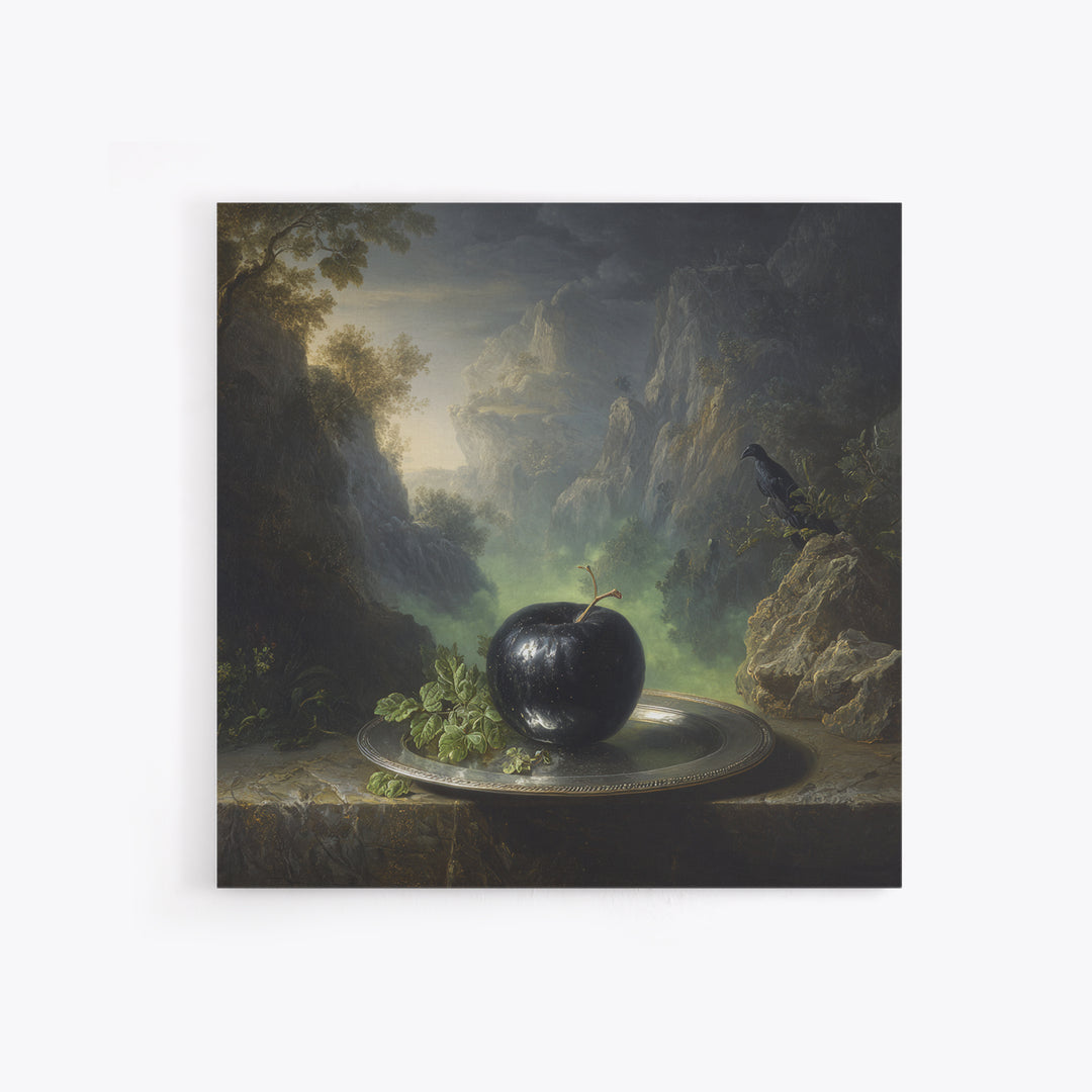 The Poisoned Apple, Baroque Witchcraft Art, Square Wall Art, Dark Halloween Decor, Framed Canvas Print, Halloween Wall Art