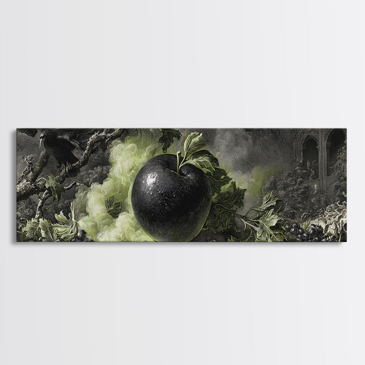 The Poisoned Apple, Dark Romantic Horror Art, Extra Wide Wall Art, Dark Halloween Decor, Canvas Print, Halloween Wall Art