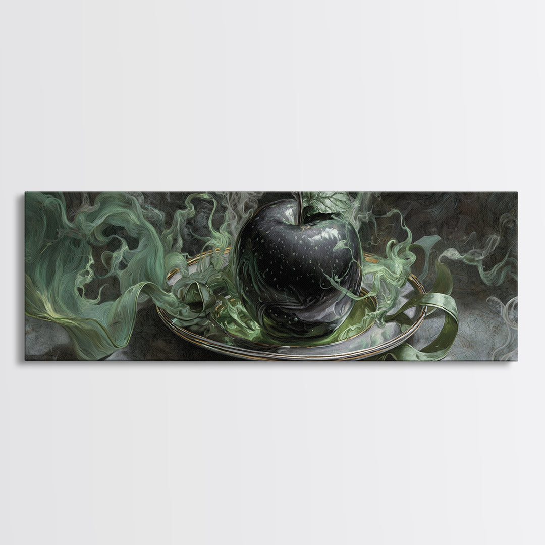 The Poisoned Apple, Visionary Gothic Art, Extra Wide Wall Art, Gothic Horror Wall Art, Framed Canvas Print, Halloween Wall Art