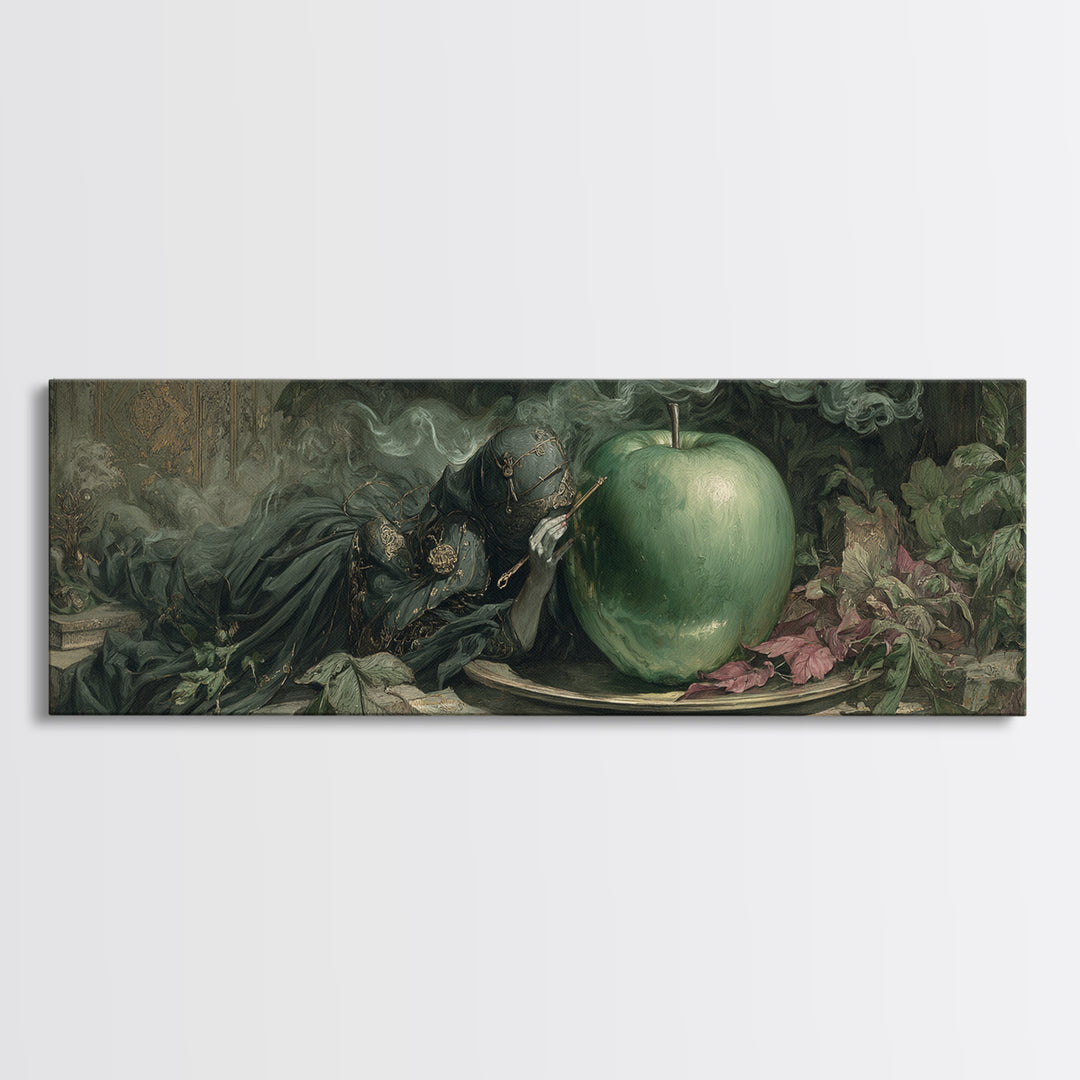 The Poisoned Apple, Ornate Symbolist Art, Extra Wide Wall Art, Dark Fantasy Wall Art, Framed Canvas Print, Halloween Wall Art