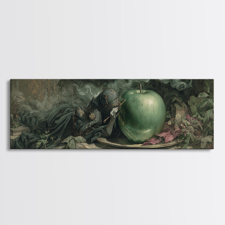 The Poisoned Apple, Ornate Symbolist Art, Extra Wide Wall Art, Dark Fantasy Wall Art, Framed Canvas Print, Halloween Wall Art