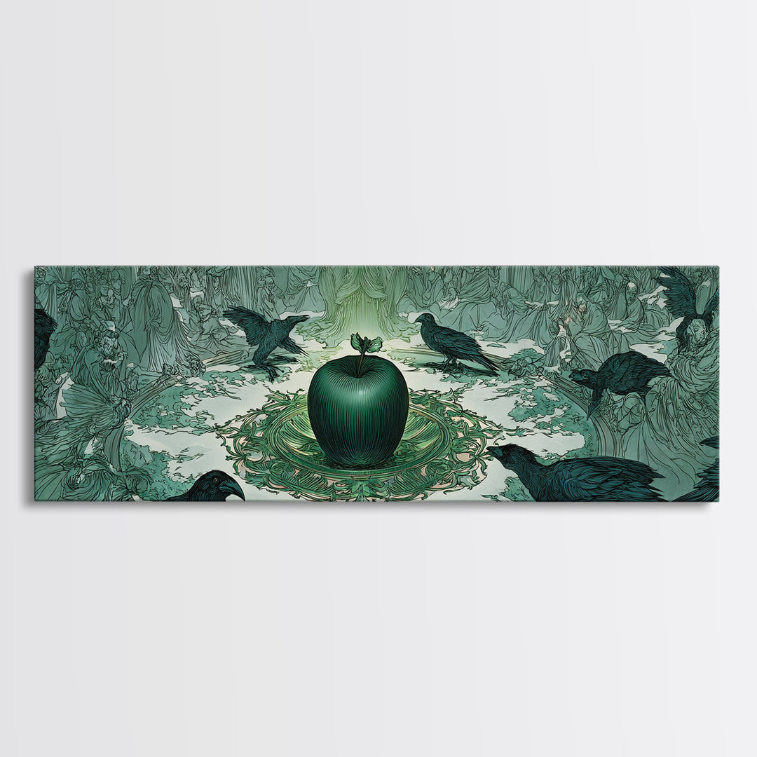 The Poisoned Apple, Symbolist Death Art, Extra Wide Wall Art, Macabre Wall Art, Canvas Print, Halloween Wall Art