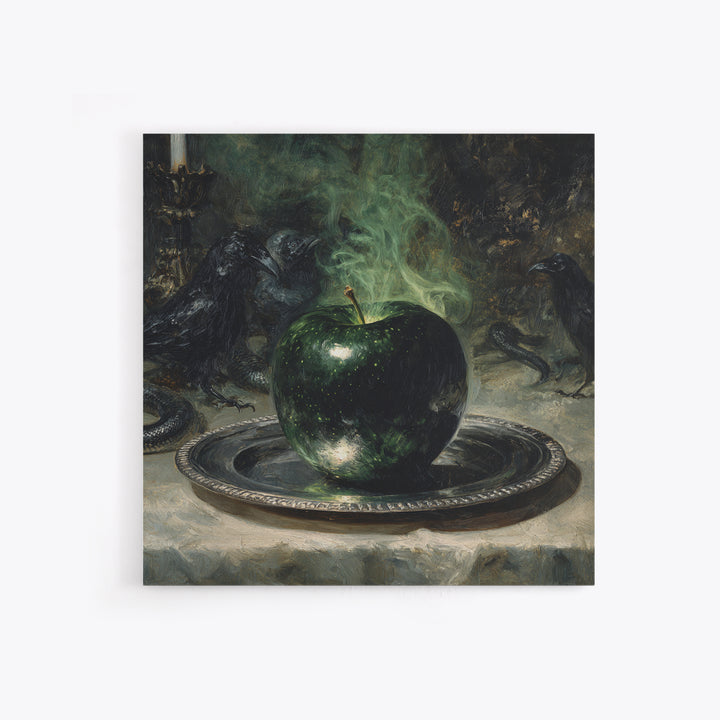 The Poisoned Apple, Dark Symbolist Art, Square Wall Art, Dark Fantasy Wall Art, Framed Canvas Print, Halloween Wall Art