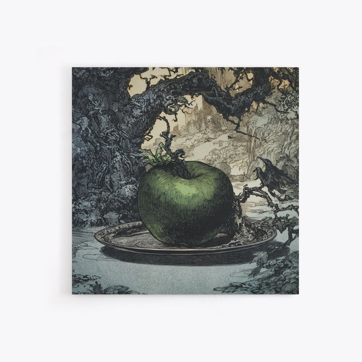 The Poisoned Apple, Gothic Storybook Art, Square Wall Art, Macabre Wall Art, Framed Canvas Print, Halloween Wall Art