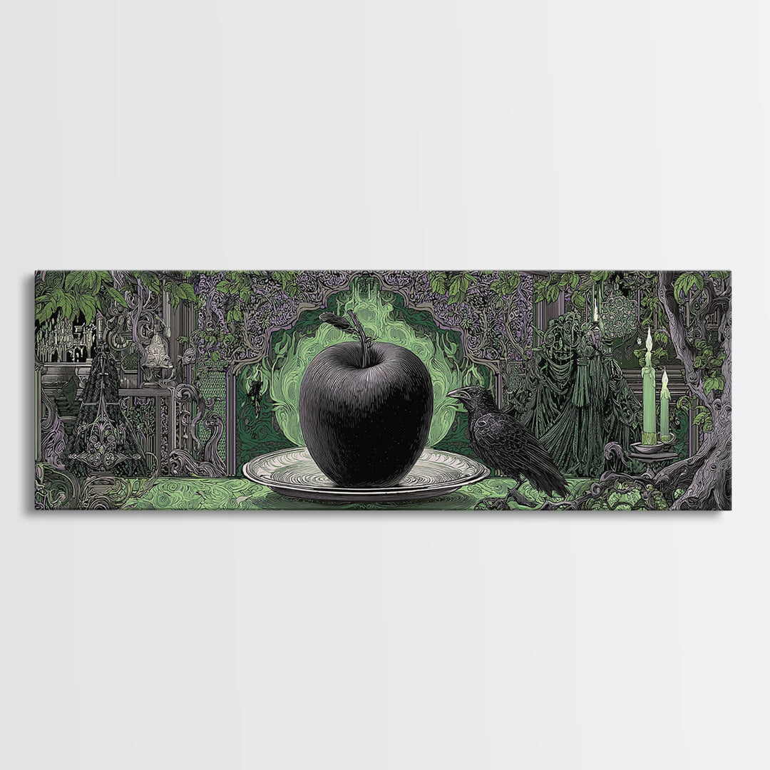 The Poisoned Apple, Stained Glass Gothic Art, Extra Wide Wall Art, Macabre Wall Art, Canvas Print, Halloween Wall Art, Statement Wall Art