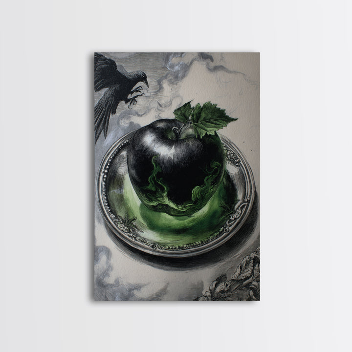 The Poisoned Apple, Victorian Macabre Art, Vertical Wall Art, Dark Halloween Decor, Framed Canvas Print, Halloween Wall Art