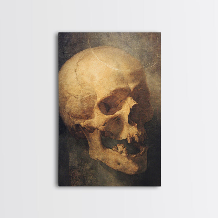 The Talking Skull, Dark Renaissance Art, Vertical Wall Art, Dark Halloween Decor, Framed Canvas Print, Halloween Wall Art