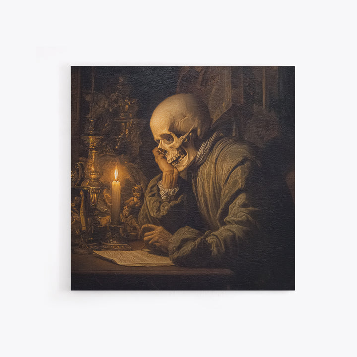 The Talking Skull, Danse Macabre Art, Square Wall Art, Gothic Horror Wall Art, Canvas Print, Halloween Wall Art