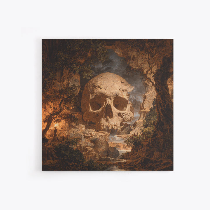 The Talking Skull, Baroque Witchcraft Art, Square Wall Art, Gothic Horror Wall Art, Canvas Print, Halloween Wall Art, Dark Fantasy Art