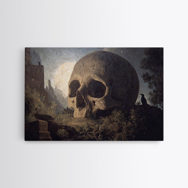 The Talking Skull, Romantic Gothic Landscape, Landscape Wall Art, Macabre Wall Art, Canvas Print, Halloween Wall Art