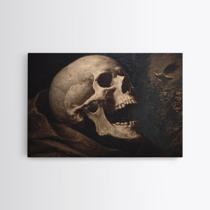 The Talking Skull, Symbolist Gothic Landscape, Landscape Wall Art, Gothic Horror Wall Art, Framed Canvas Print, Halloween Wall Art
