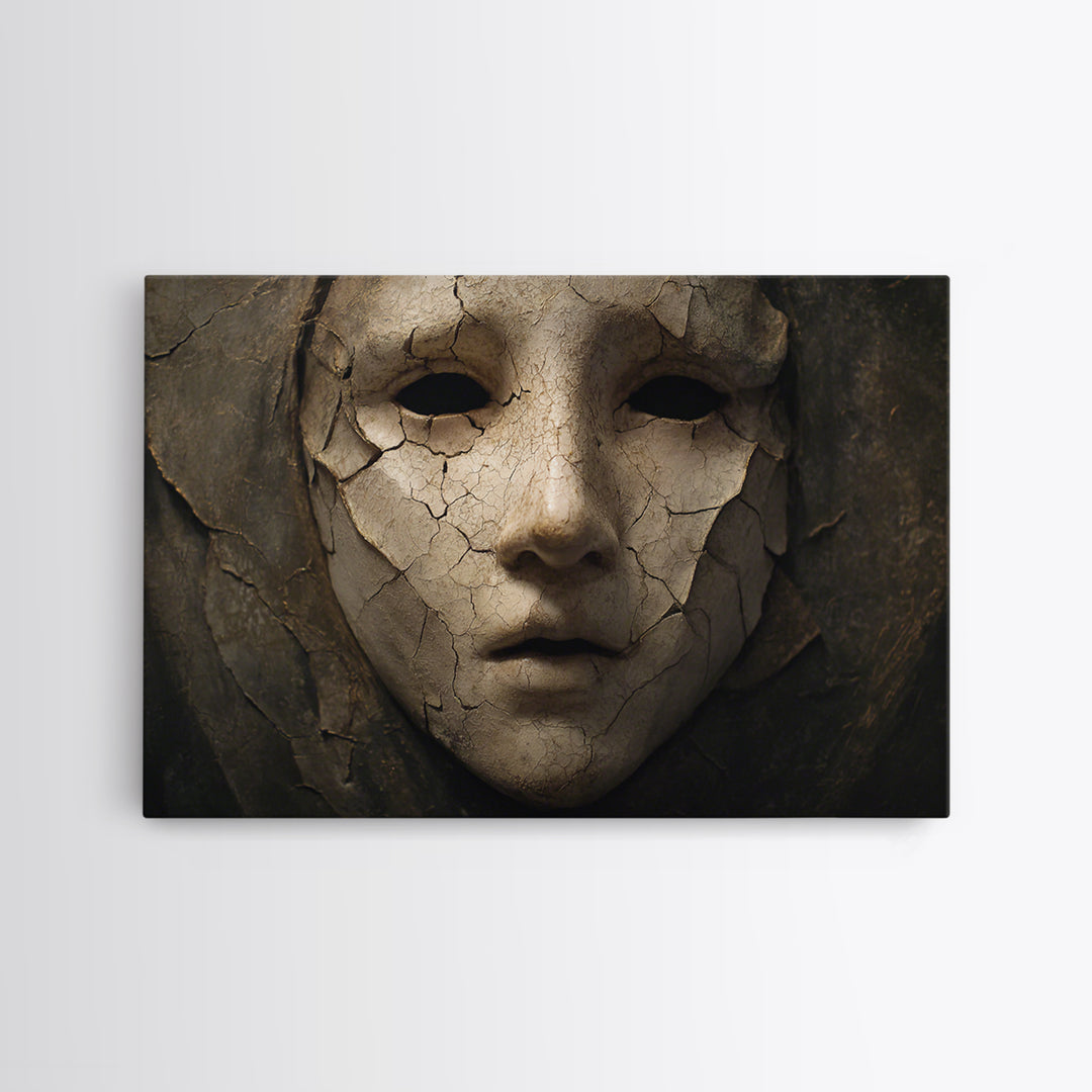 The Cracked Porcelain Mask, Symbolist Gothic Landscape, Landscape Wall Art, Gothic Horror Wall Art, Canvas Print, Halloween Wall Art
