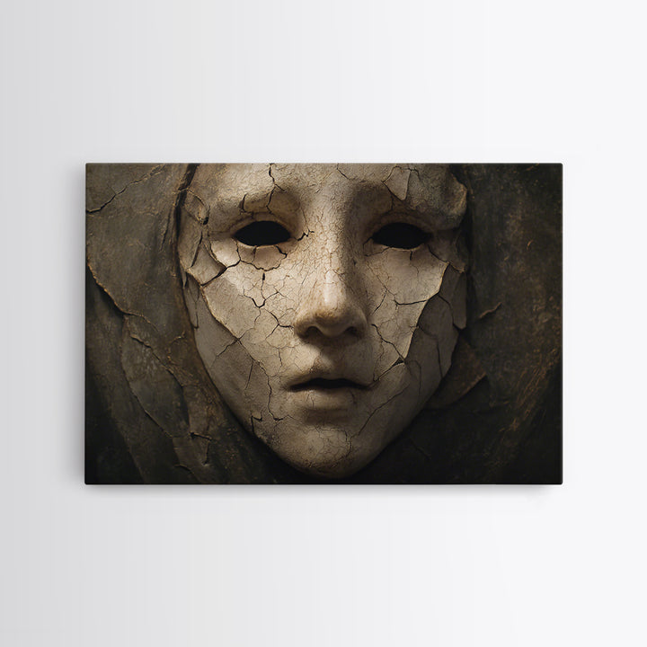 The Cracked Porcelain Mask, Symbolist Gothic Landscape, Landscape Wall Art, Gothic Horror Wall Art, Canvas Print, Halloween Wall Art