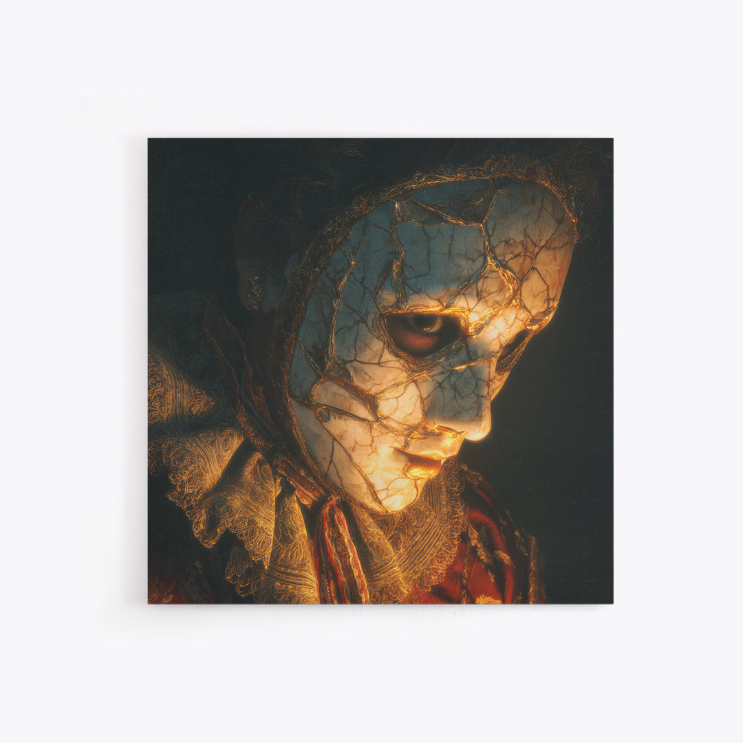 The Cracked Porcelain Mask, Decadent Gothic Art, Square Wall Art, Dark Fantasy Wall Art, Canvas Print, Halloween Wall Art