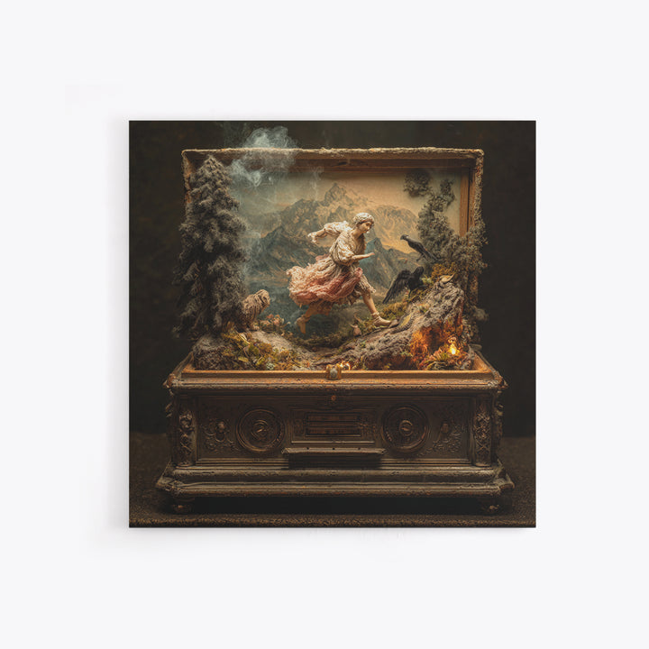 The Haunted Music Box, Baroque Witchcraft Art, Square Wall Art, Dark Halloween Decor, Canvas Print, Halloween Wall Art