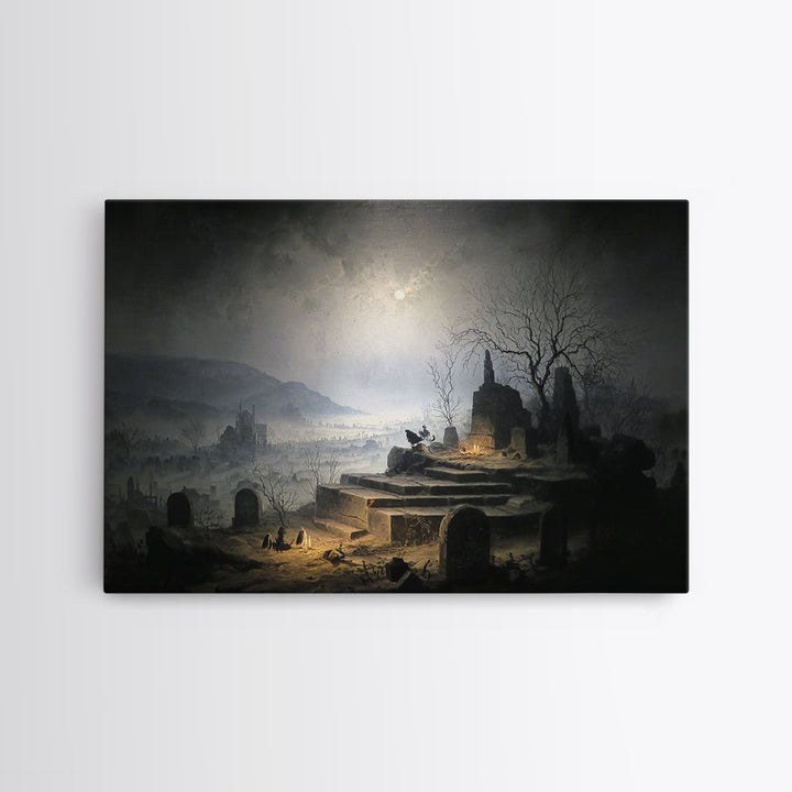 The Haunted Music Box, Romantic Gothic Landscape, Landscape Wall Art, Gothic Horror Wall Art, Framed Canvas Print