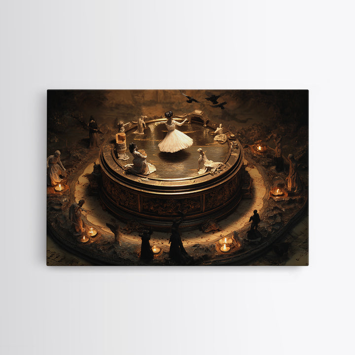 The Haunted Music Box, Symbolist Gothic Landscape, Landscape Wall Art, Dark Fantasy Wall Art, Canvas Print, Halloween Wall Art