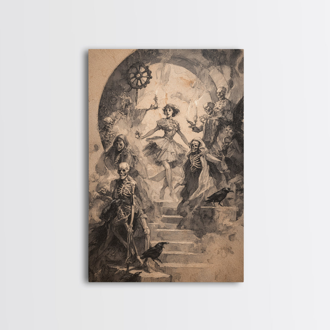 The Haunted Music Box, Decadent Gothic Art, Vertical Wall Art, Dark Halloween Decor, Canvas Print, Halloween Wall Art