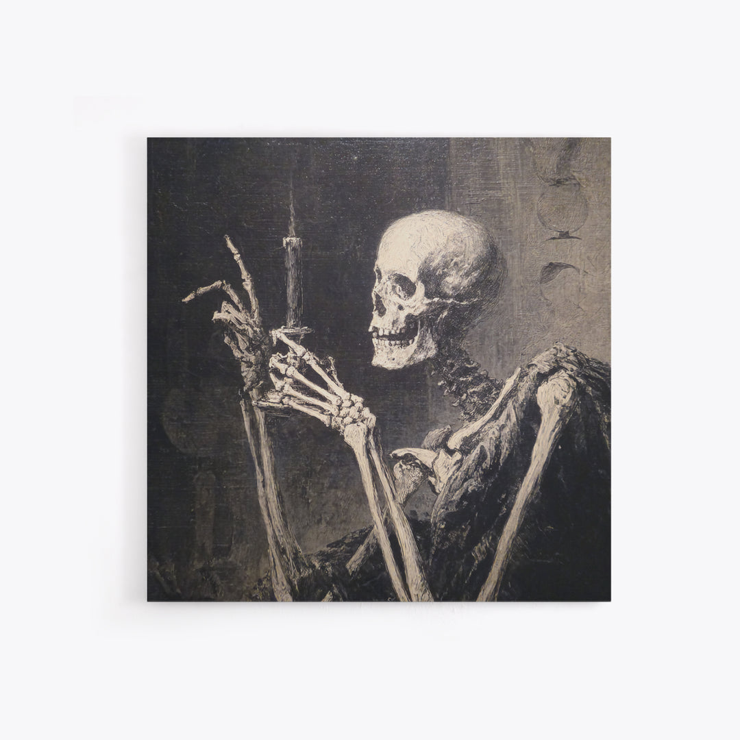 The Skeletal Hand Candleholder, Decadent Gothic Art, Square Wall Art, Gothic Horror Wall Art, Canvas Print, Halloween Wall Art