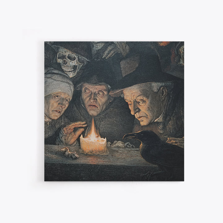 The Black Wax Candle, Danse Macabre Art, Square Wall Art, Dark Halloween Decor, Framed Canvas Print, Halloween Wall Art