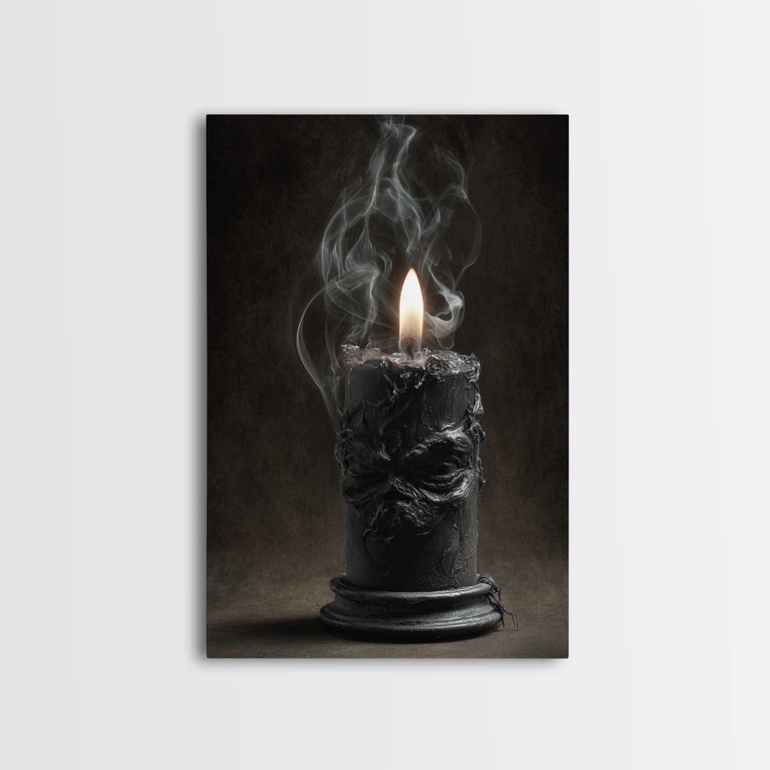 The Black Wax Candle, Dark Romantic Horror Art, Vertical Wall Art, Gothic Horror Wall Art, Canvas Print, Halloween Wall Art