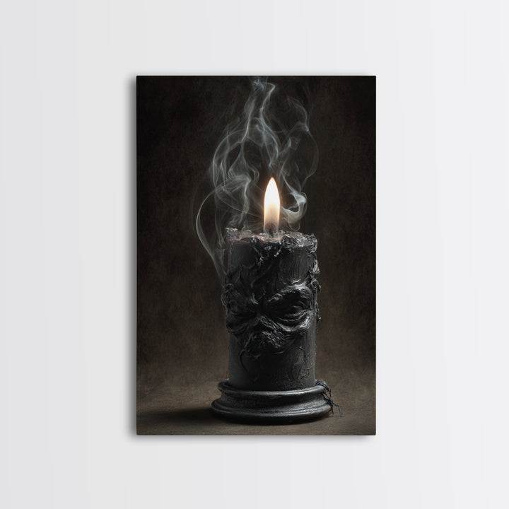 The Black Wax Candle, Dark Romantic Horror Art, Vertical Wall Art, Gothic Horror Wall Art, Canvas Print, Halloween Wall Art